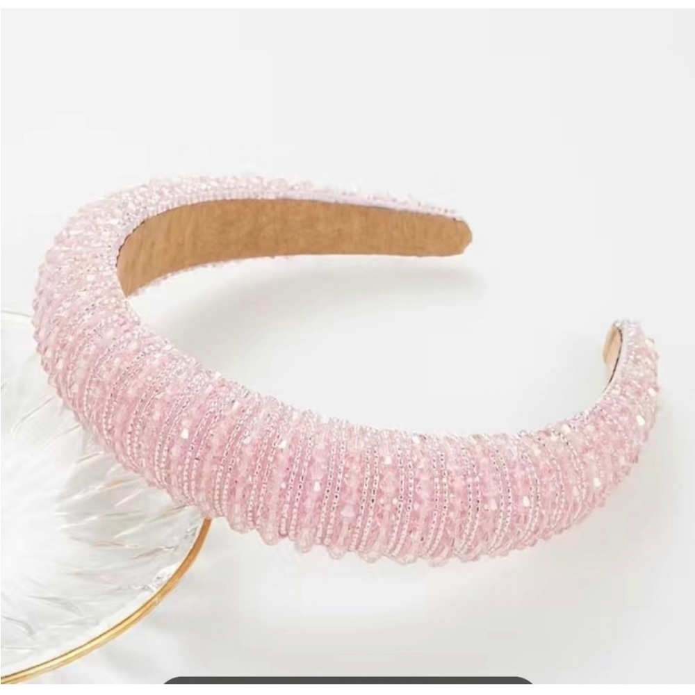 Pink Crystal Headband Boutique New 
Elegant Pink Beaded Headband